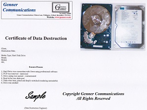Shifnal Hard Disk Drive data destruction certificate